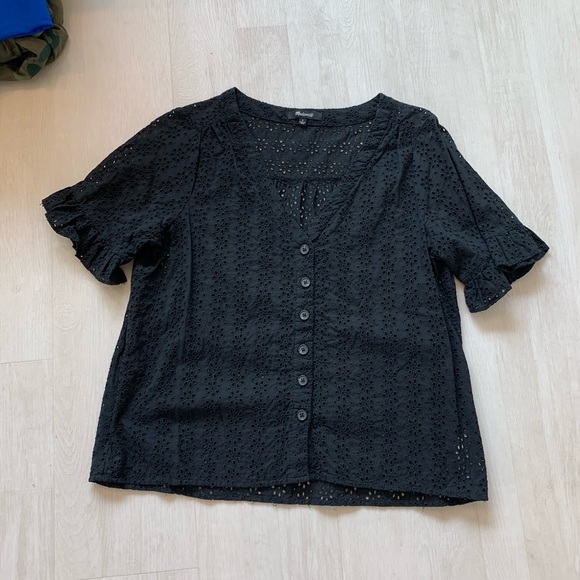 Madewell eyelet village ruffle-sleeve shirt - Picture 3 of 5